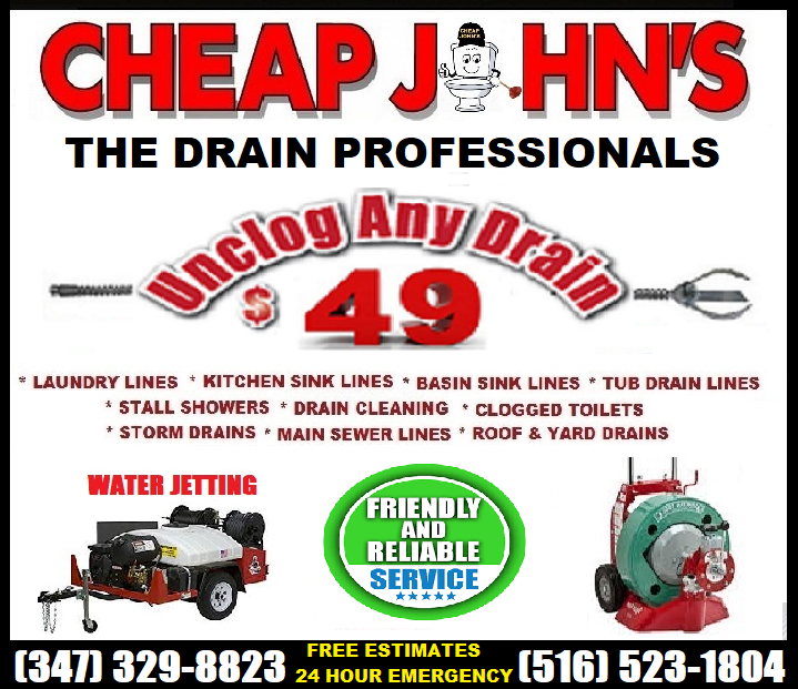 Pay Only 49 Drain Cleaning Queens Brooklyn Nassau Cheap John's